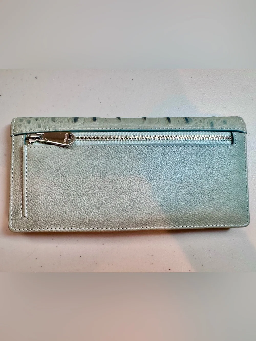 Brahmin Croc-Embossed Leather Ady Wallet in Ocean Collodi